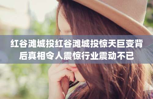 红谷滩城投红谷滩城投惊天巨变背后真相令人震惊行业震动不已