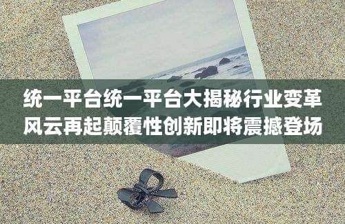 统一平台统一平台大揭秘行业变革风云再起颠覆性创新即将震撼登场