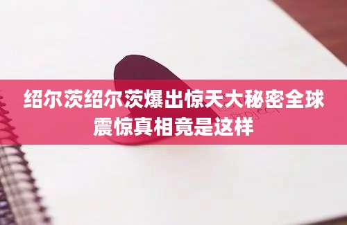 绍尔茨绍尔茨爆出惊天大秘密全球震惊真相竟是这样