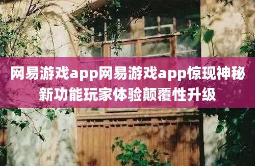 网易游戏app网易游戏app惊现神秘新功能玩家体验颠覆性升级