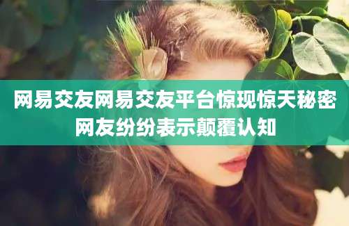 网易交友网易交友平台惊现惊天秘密网友纷纷表示颠覆认知