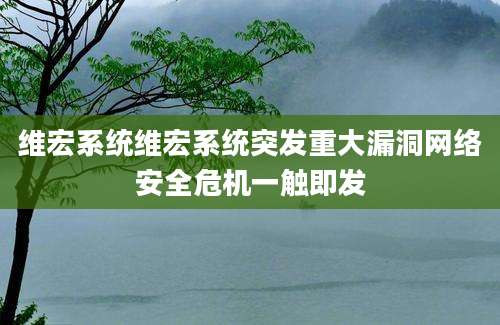 维宏系统维宏系统突发重大漏洞网络安全危机一触即发