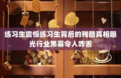 练习生震惊练习生背后的残酷真相曝光行业黑幕令人咋舌