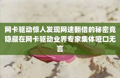 网卡驱动惊人发现网速翻倍的秘密竟隐藏在网卡驱动业界专家集体哑口无言