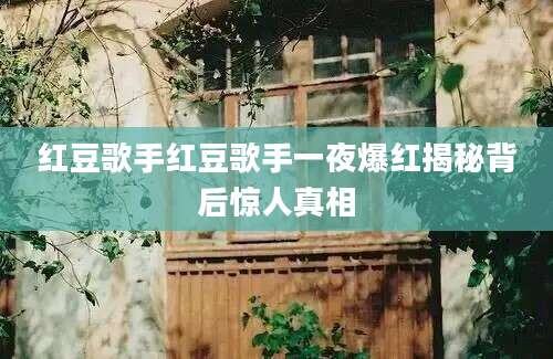 红豆歌手红豆歌手一夜爆红揭秘背后惊人真相
