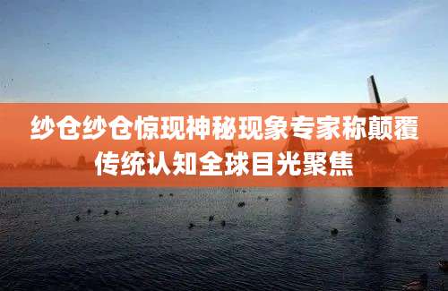 纱仓纱仓惊现神秘现象专家称颠覆传统认知全球目光聚焦