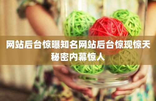网站后台惊曝知名网站后台惊现惊天秘密内幕惊人