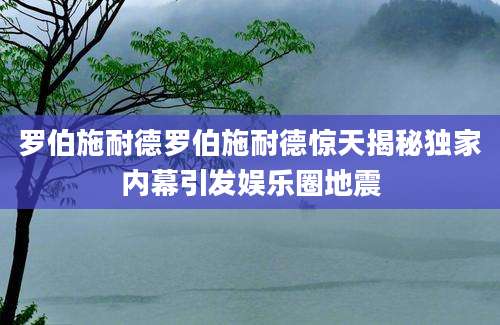 罗伯施耐德罗伯施耐德惊天揭秘独家内幕引发娱乐圈地震