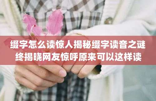 缀字怎么读惊人揭秘缀字读音之谜终揭晓网友惊呼原来可以这样读