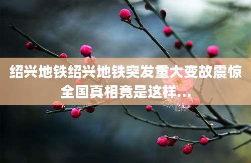 绍兴地铁绍兴地铁突发重大变故震惊全国真相竟是这样...