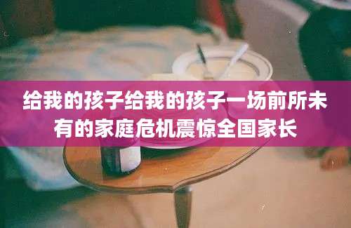 给我的孩子给我的孩子一场前所未有的家庭危机震惊全国家长