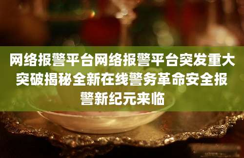 网络报警平台网络报警平台突发重大突破揭秘全新在线警务革命安全报警新纪元来临