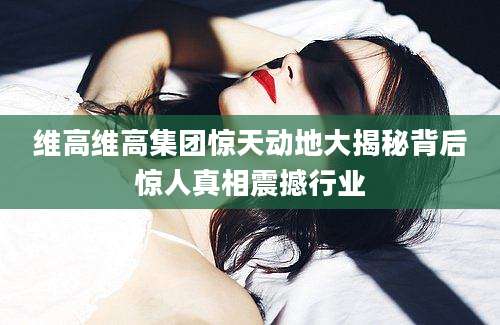 维高维高集团惊天动地大揭秘背后惊人真相震撼行业