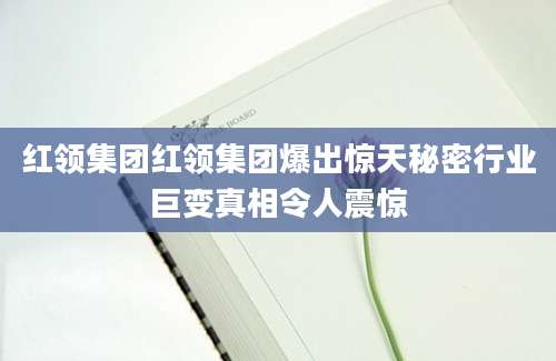 红领集团红领集团爆出惊天秘密行业巨变真相令人震惊