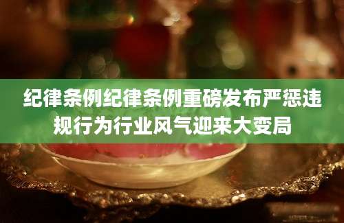 纪律条例纪律条例重磅发布严惩违规行为行业风气迎来大变局