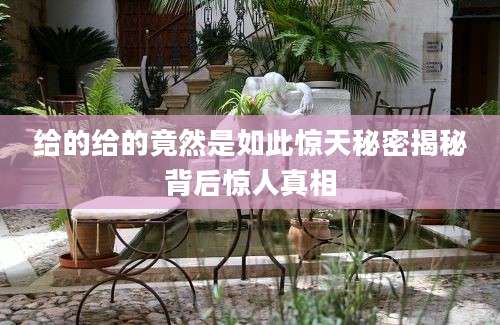 给的给的竟然是如此惊天秘密揭秘背后惊人真相