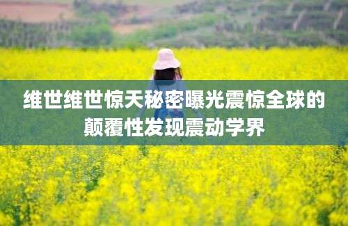 维世维世惊天秘密曝光震惊全球的颠覆性发现震动学界