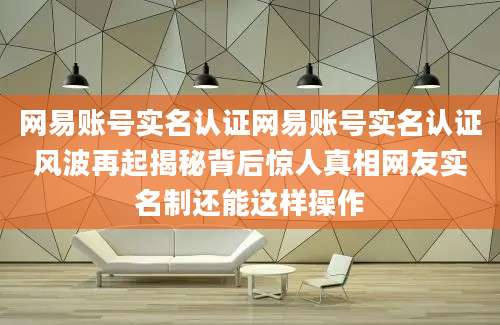 网易账号实名认证网易账号实名认证风波再起揭秘背后惊人真相网友实名制还能这样操作