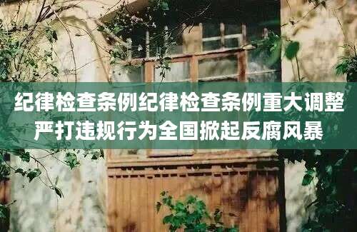 纪律检查条例纪律检查条例重大调整严打违规行为全国掀起反腐风暴