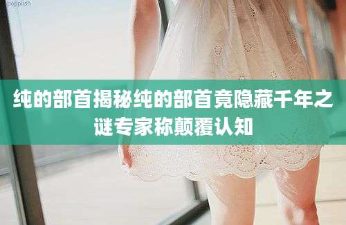 纯的部首揭秘纯的部首竟隐藏千年之谜专家称颠覆认知