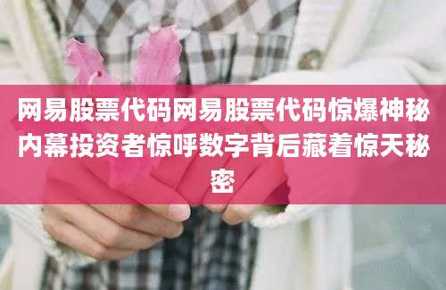 网易股票代码网易股票代码惊爆神秘内幕投资者惊呼数字背后藏着惊天秘密