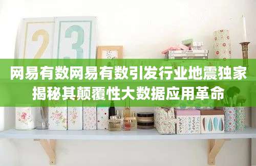 网易有数网易有数引发行业地震独家揭秘其颠覆性大数据应用革命