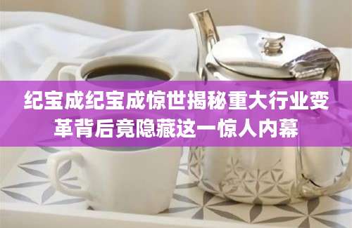 纪宝成纪宝成惊世揭秘重大行业变革背后竟隐藏这一惊人内幕